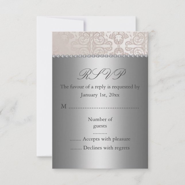 Carte de réponse argent/crème (Devant)
