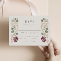 Carte de réponse Art Nouveau florale bordeaux avec