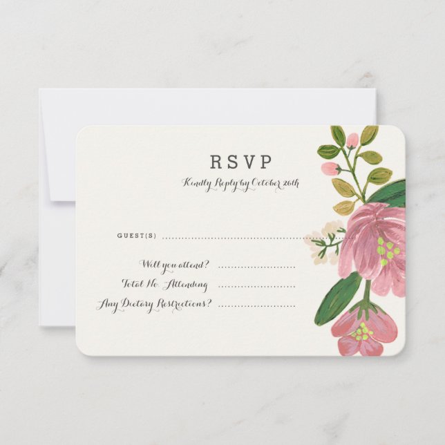 Carte de réponse au bouquet transparent (détaillée (Devant)