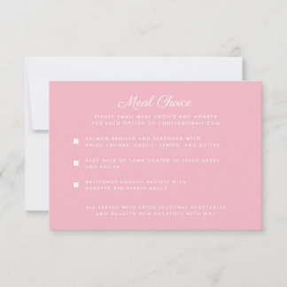 Carte de réponse au choix de repas rose