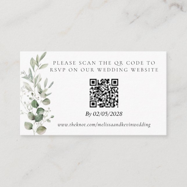 Carte de réponse au code QR de RSVP de mariage (Devant)