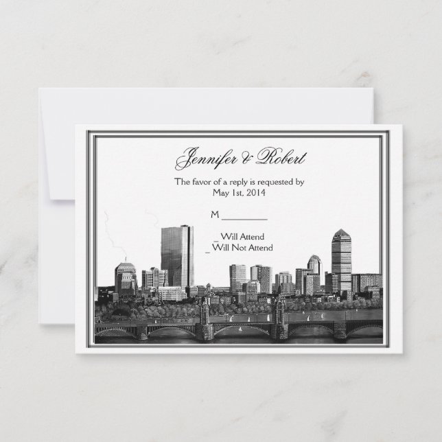Carte de réponse au mariage de destination de Bost (Devant)