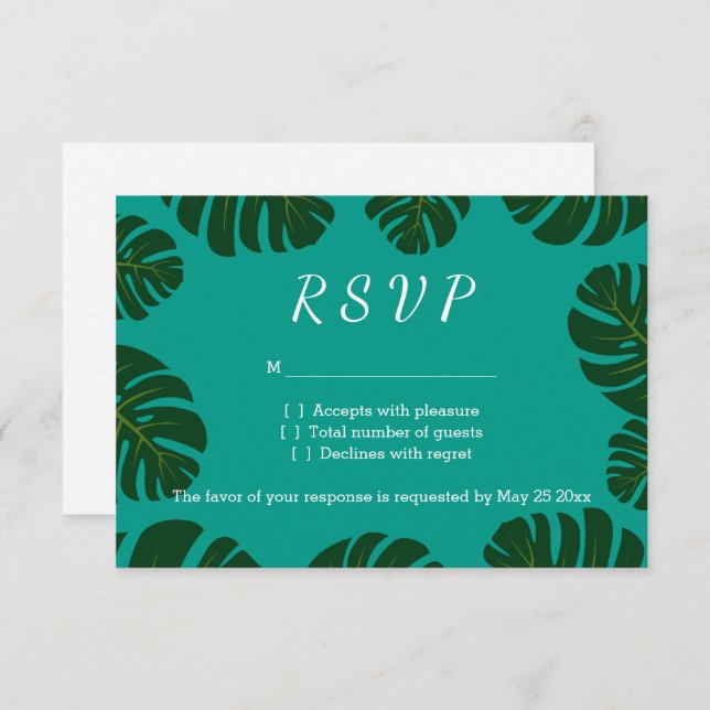 Carte de réponse au mariage de la plage RSVP Monst (Devant / Derrière)