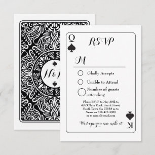 Carte de réponse au mariage RSVP K Q As de pique