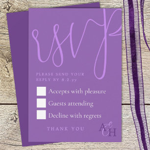Carte de réponse au mariage violet