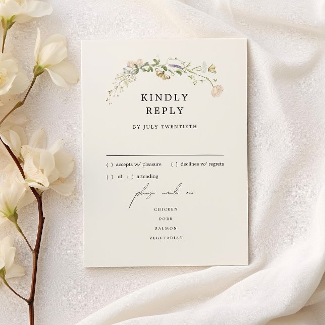 Carte de réponse au menu de mariage aux fleurs sau (Créateur téléchargé)