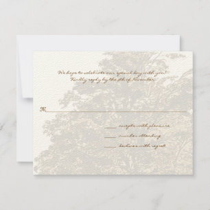 Carte de réponse au monogramme Brown Mariage Arbre