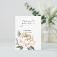 Carte de réponse au pivoine aquarelle