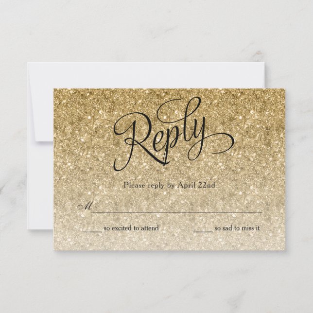 Carte de réponse au script fantaisie Gold Parties  (Devant)