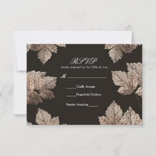 Carte de réponse automne rustique feuilles bronze