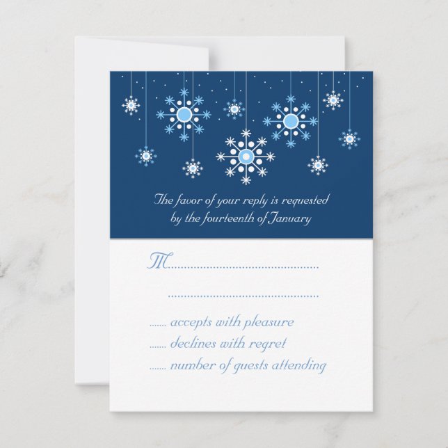 Carte de réponse aux flocons de neige de mariage d (Devant)