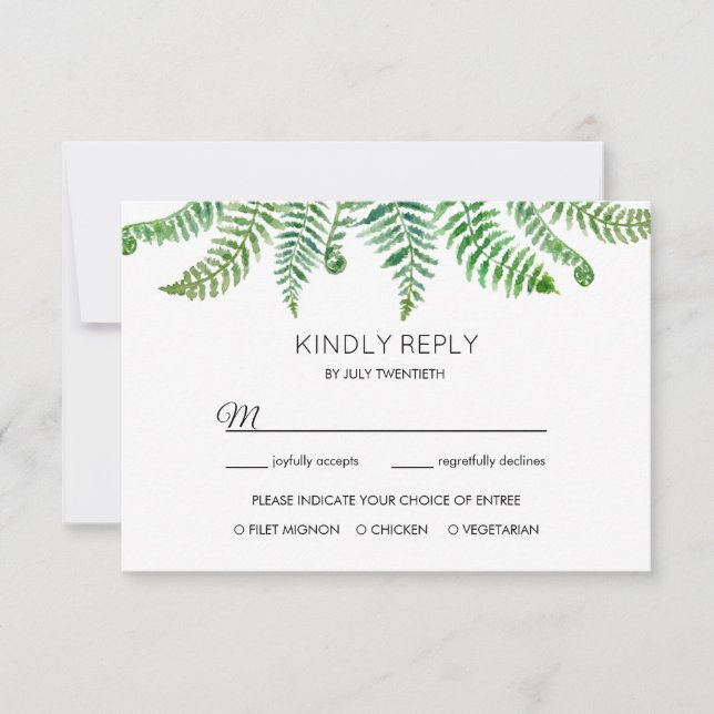 Carte de réponse aux fougères vertes (Devant)