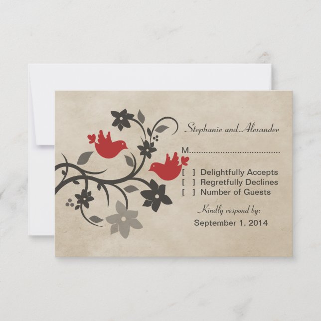 Carte de réponse aux Lovebirds de la Flore rouge (Devant)