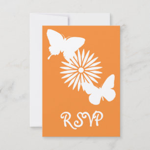 Carte de réponse aux marguerites et papillons en o