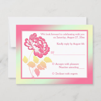 Carte de réponse aux pivoines jaunes et roses
