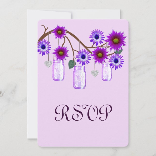 Carte de réponse aux pots de fleurs violettes Maso (Devant)
