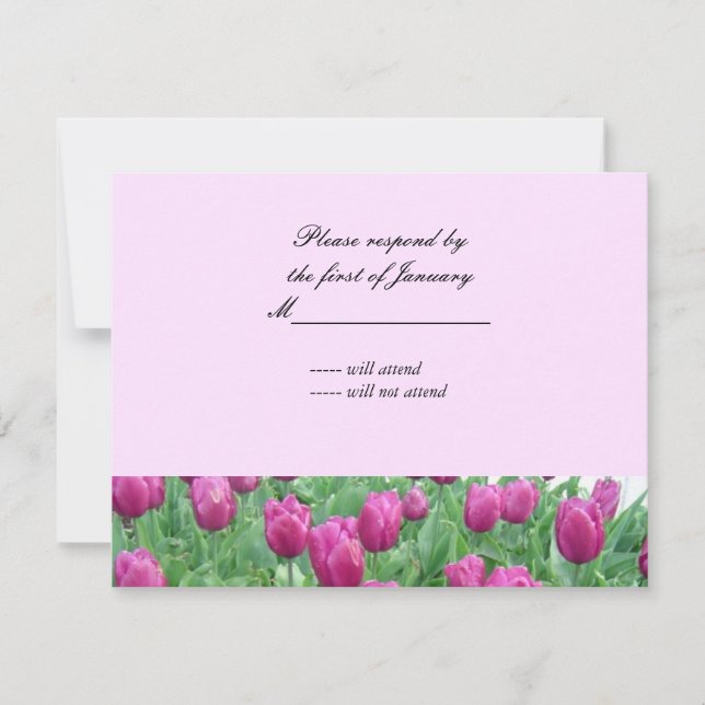 Carte de réponse aux tulipes roses (Devant)