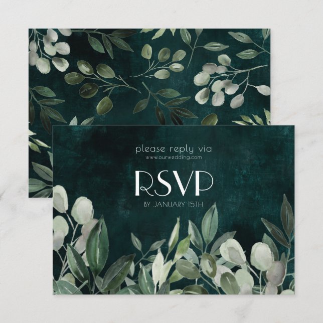 Carte de réponse avec couronne de verdure (Devant / Derrière)