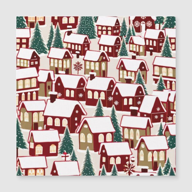 Carte de réponse avec image de village de Noël enn (Devant)