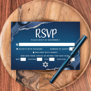 Carte de réponse Bar Mitzvah bleu marine ombré aga