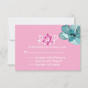 carte de réponse Bat mitzvah floral rose et blanc