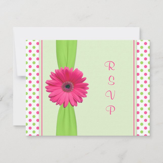 Carte de réponse Bat mitzvah Pink Green Polka Dot (Devant)