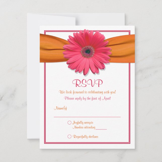 Carte de réponse Bat mitzvah rose Gerbera Orange R (Devant)