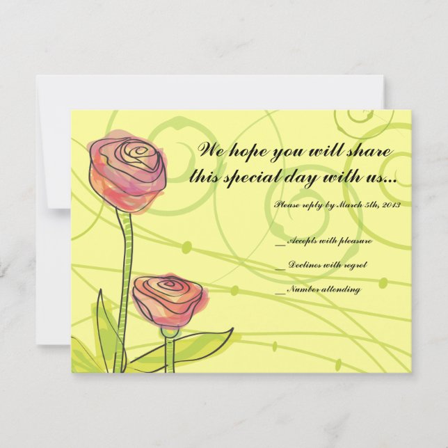 Carte de réponse Bat mitzvah Rose transparent (Devant)