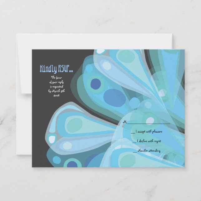 Carte de réponse Bat mitzvah RSVP SOARING BUTTERFL (Devant)