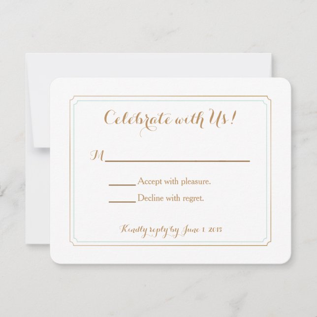 Carte de réponse | Beach Glam or et Menthe (Devant)
