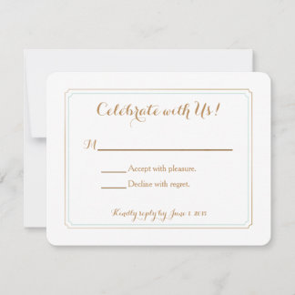 Carte de réponse | Beach Glam or et Menthe