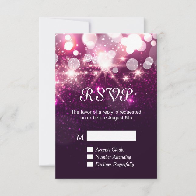 Carte de réponse - Beauty Pink Glitter Sparkles (Devant)
