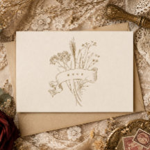 Carte de réponse beige Élégance Botanique Vintage