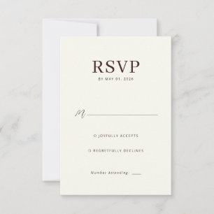 Carte de réponse Beige Élégant