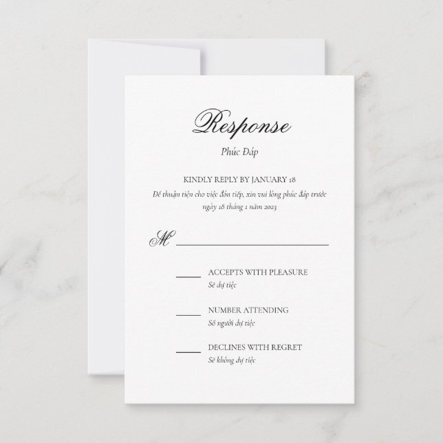 Carte de réponse bilingue vietnamien (Devant)