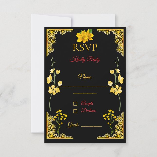 Carte de réponse Black and Gold (Devant)