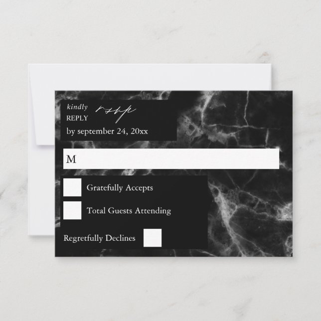 Carte de réponse Black Marble 2 RSVP (Devant)