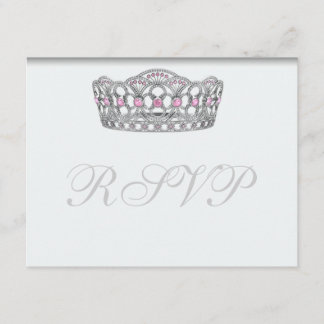 Carte de réponse blanche RSVP Princesse Tiara