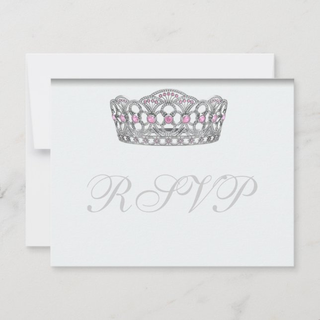 Carte de réponse blanche RSVP Princesse Tiara (Devant)