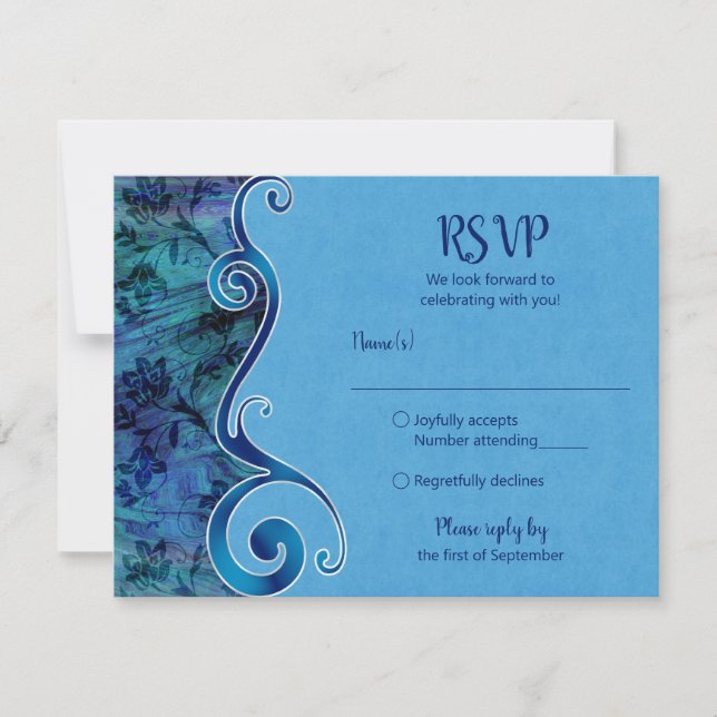 Carte de réponse bleu aqua personnalisable (Devant)