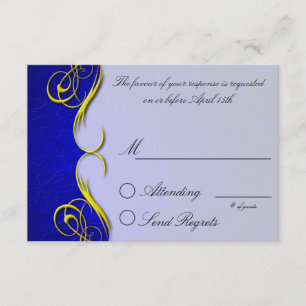 Carte de réponse bleue du trimestre Damask