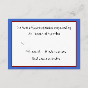 Carte de réponse bleue, rouge, blanche et tout usa
