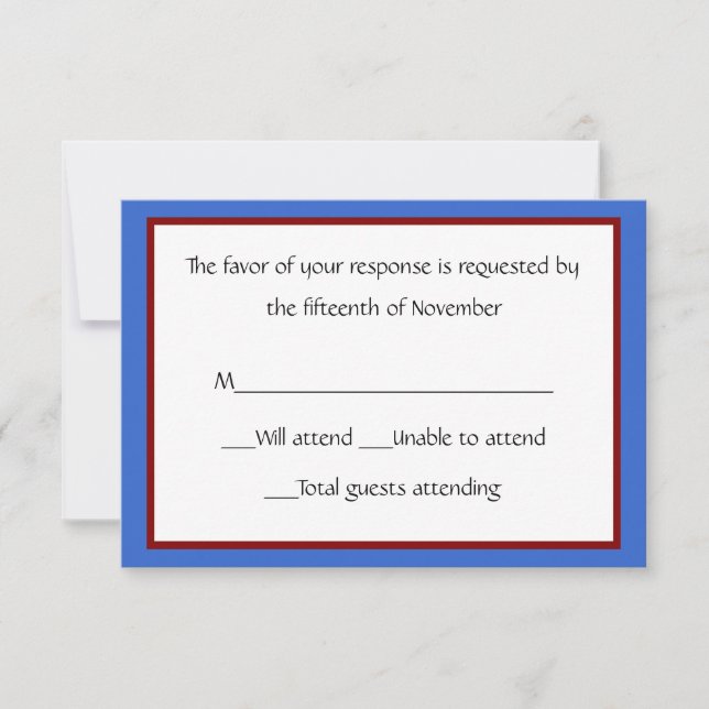 Carte de réponse bleue, rouge, blanche et tout usa (Devant)