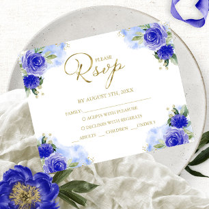 Carte de réponse bleue royale Quinceanera Budget