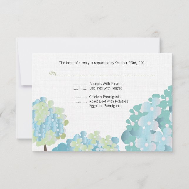 Carte de réponse Blue Hydrangea (Devant)