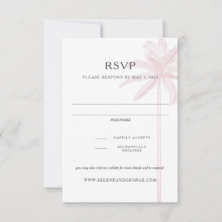 Carte de réponse Blush Pink Palm Tree Dessin Vinta