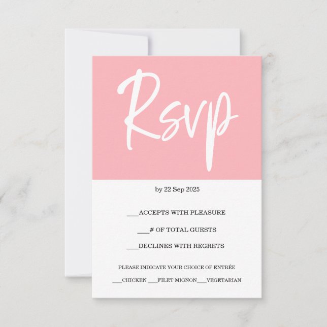 Carte de réponse Blush rose moderne RSVP (Devant)