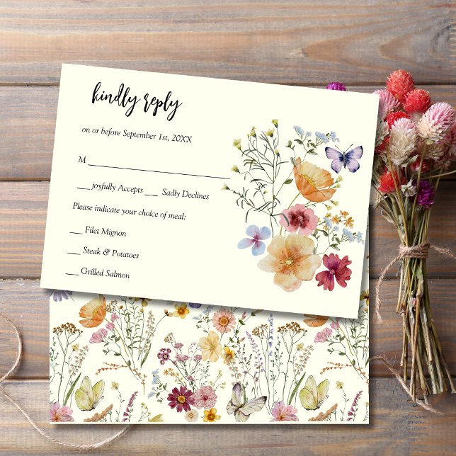 Carte de réponse bohème à fleur élégante (Créateur téléchargé)
