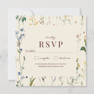 Carte de réponse Boho Cream Wildflower (David & Ja
