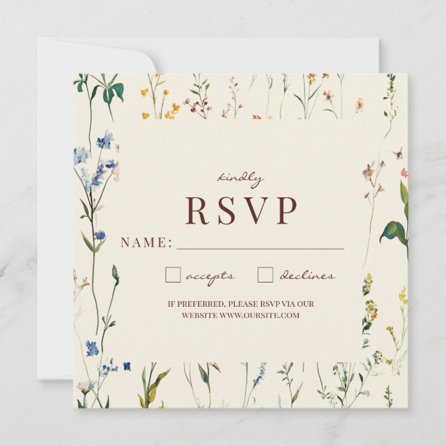 Carte de réponse Boho Cream Wildflower (David & Ja (Devant)
